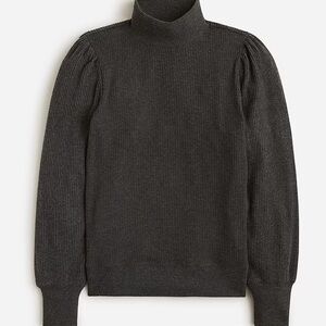 J.Crew Brushed Ribbed Puff-Sleeve Mockneck Sweater Tee